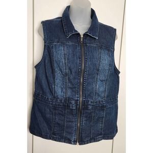 Vintage Christopher & Banks Denim Zipper Vest M